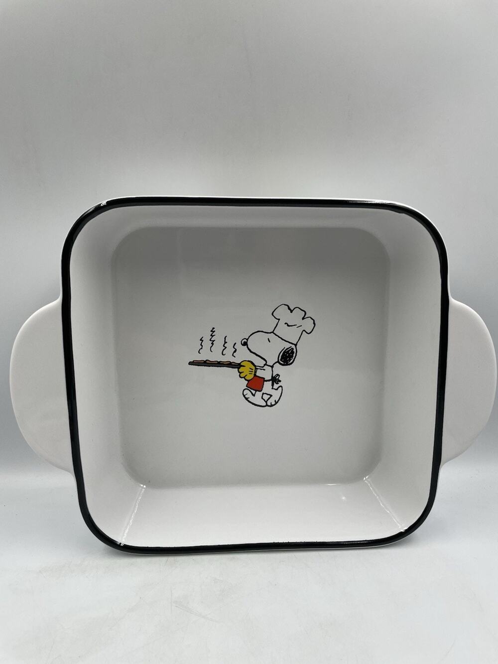 Peanuts Snoopy Woodstock Chef Snoopy Square Stoneware Baker 11.3x8.5x2.7